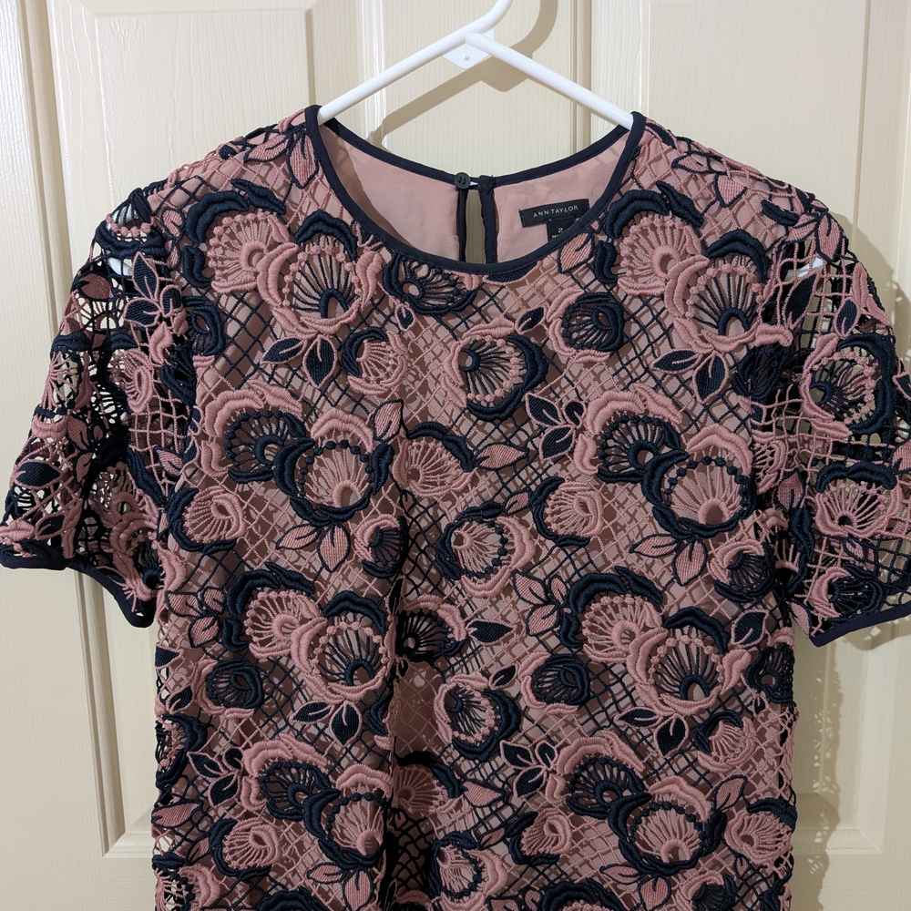 Floral Lace Women Top - Pink and Black
